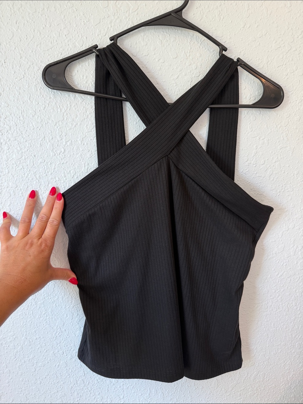 white birch Black Ribbed Crossback Tank